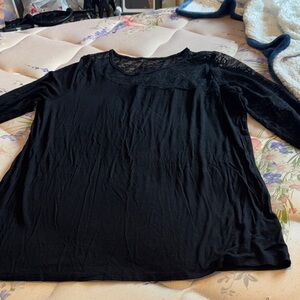 Torrid Black Lace Sleeve Top 2X Plus Size Women’s Shirt